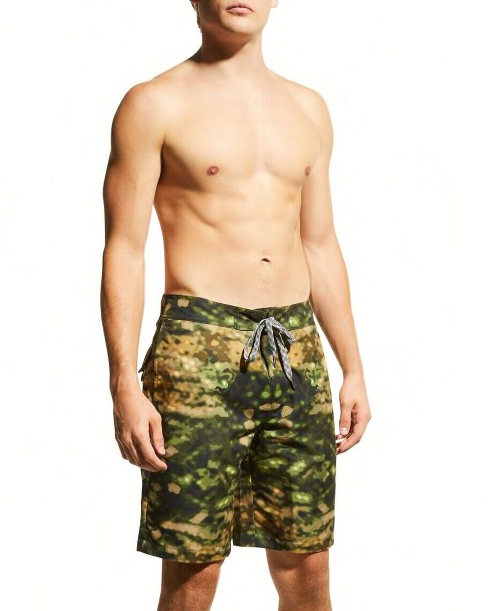 NWT Burberry Breton Camo Print Swim Trunks Shorts Men Size S Fern Green $480